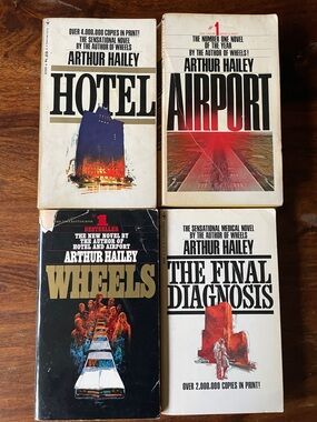 4 Arthur Hailey Vintage Paperback Books Hotel Airport Wheels Final Diagnosis